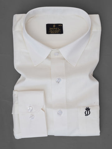 White Textured Premium Cotton Shirt