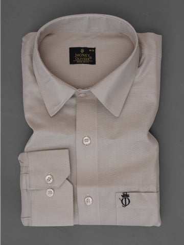 Light Beige Plaid Regular Fit Cotton Shirt