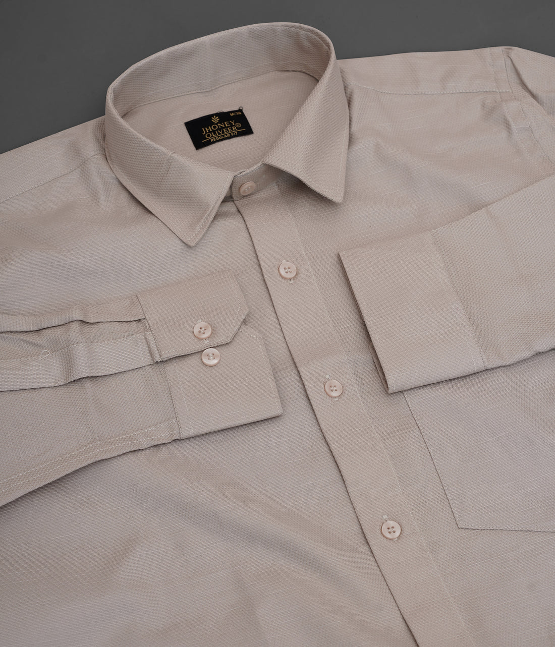 Light Beige Plaid Regular Fit Cotton Shirt