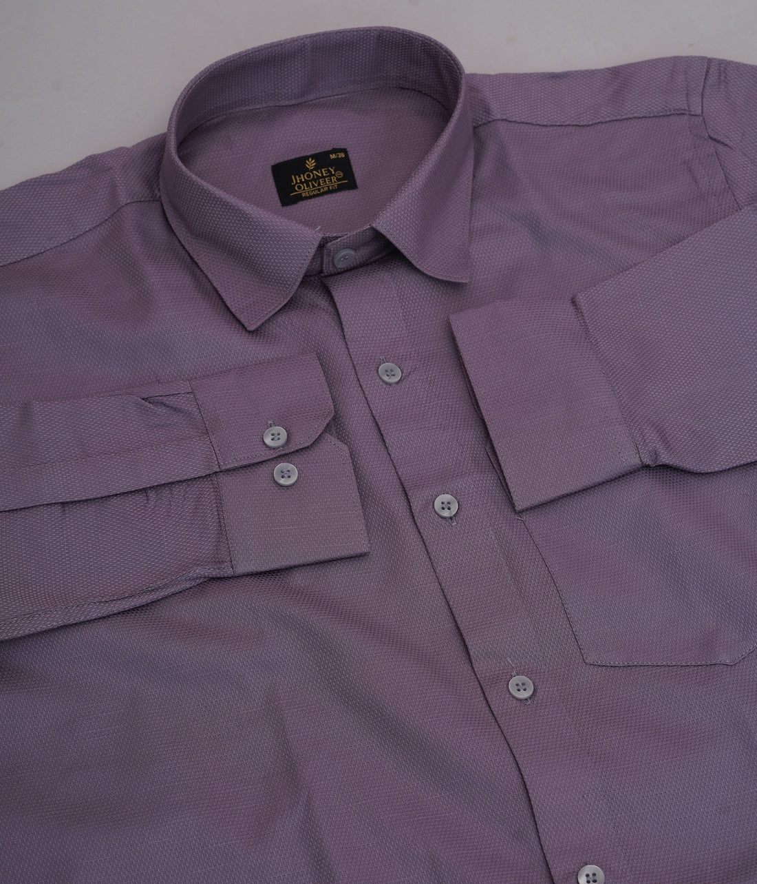 Men’s Dusty Mauve Formal Shirt – Premium Regular Fit Textured Office Wear Shirt