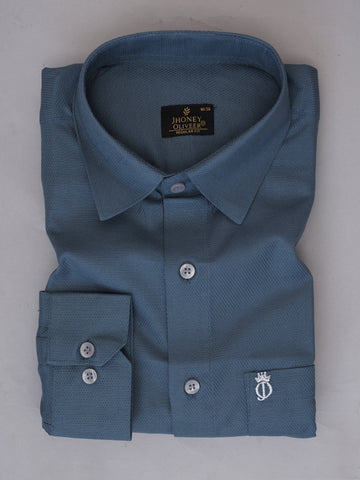 Steel Blue Formal Shirt – Premium Regular Fit Textured Office Wear Shirt