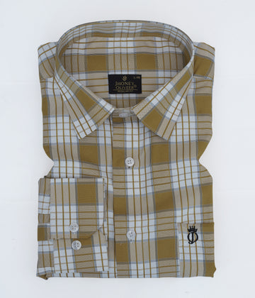 Comfortable Mirage Blue And Mercury White Plaid  Premium Cotton Shirt