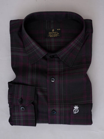Maroon & Black Checkered Formal Shirt – Premium Regular Fit Plaid Office Wear Shirt