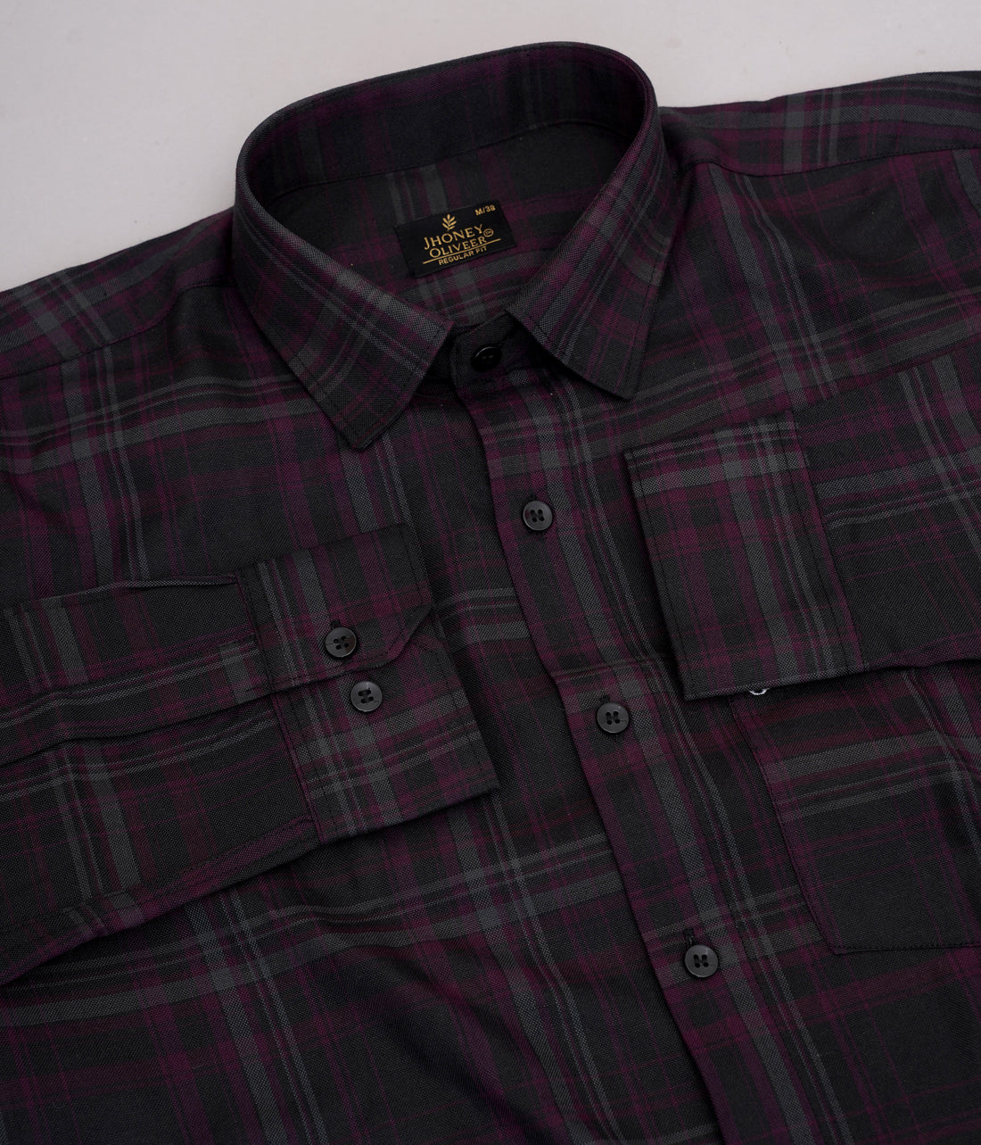 Maroon & Black Checkered Formal Shirt – Premium Regular Fit Plaid Office Wear Shirt