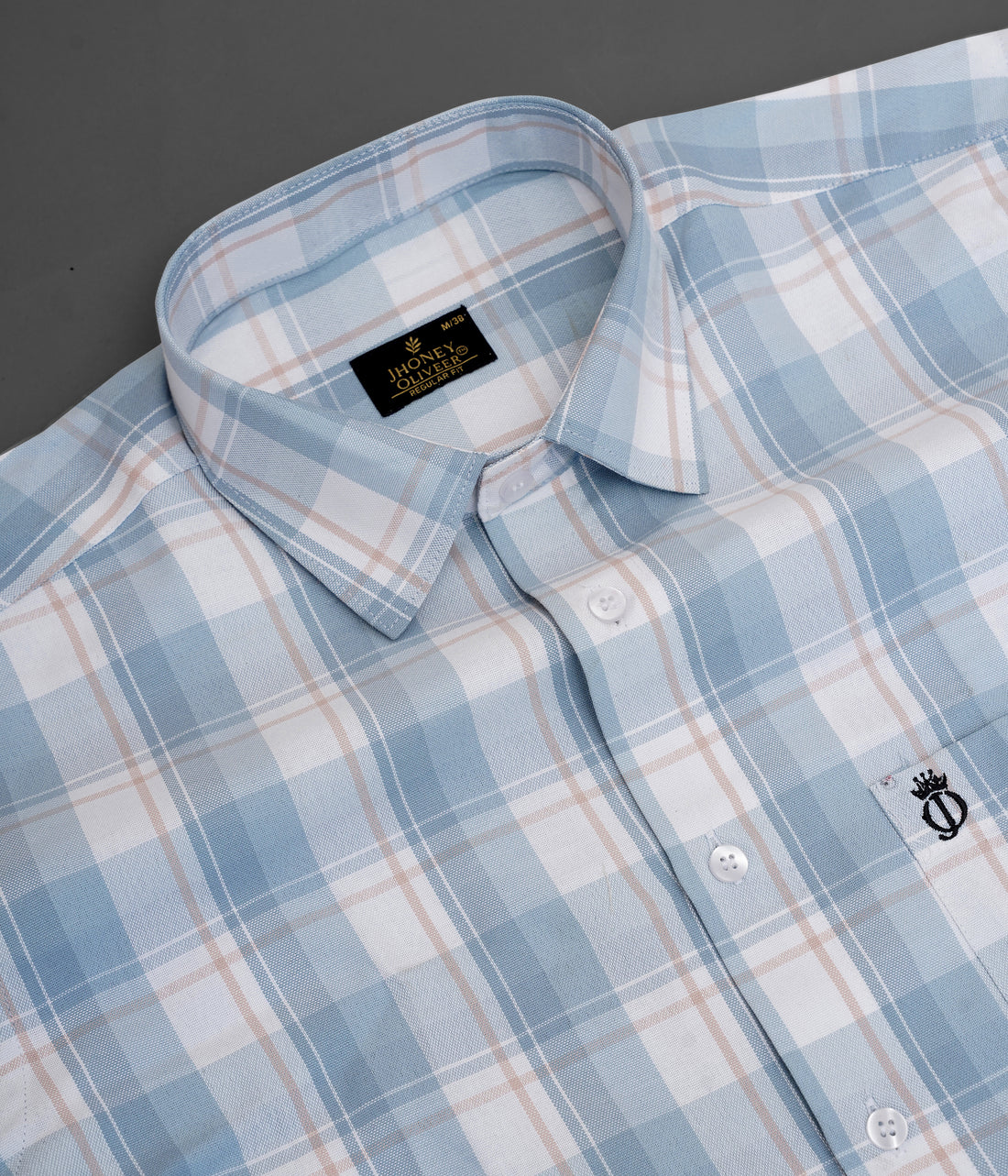 Classic Light blue and white plaid Shirt for Men - Premium Cotton Slim Fit Formal & Casual Wear