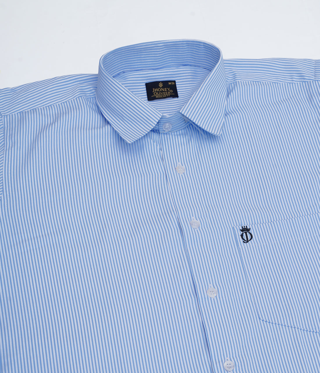 Regular Fit Striped Shirt In Light Blue And White