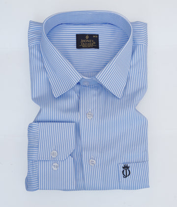 Regular Fit Striped Shirt In Light Blue And White