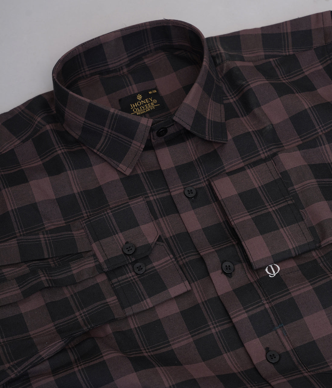 Brown & Black Checkered Formal Shirt – Premium Regular Fit Plaid Office Wear Shirt