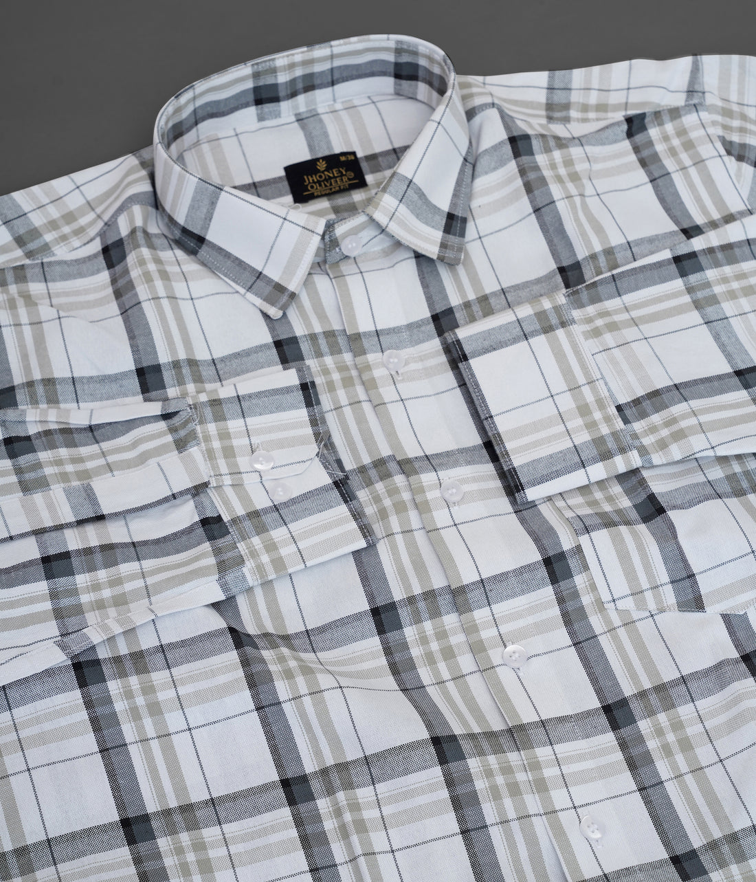 Ambon Gray With White Check Men’s  Formal Shirt - Premium Regular Fit For Casual Office Wear