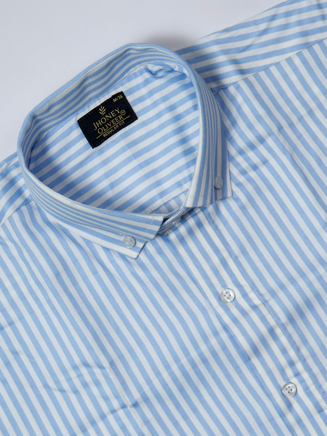 Luxury Baby Blue Stripe Regular Fit Cotton Shirt