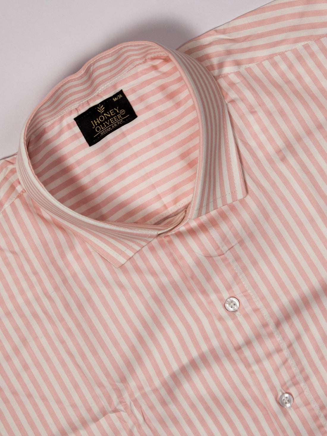 Executive Blush Pink & White Striped Office Wear Shirt