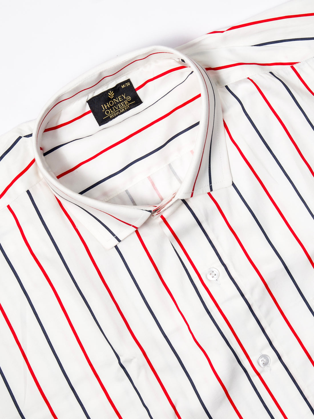 Signature White Red & Navy Vertical Striped Shirt