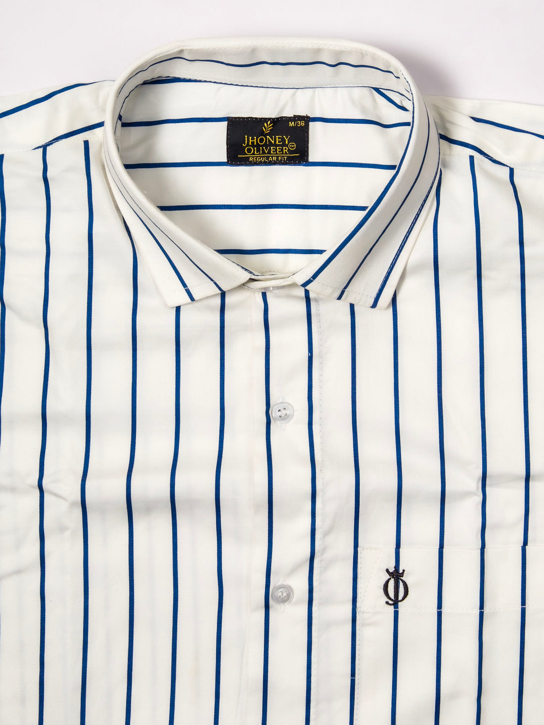 Gentleman's White Blue Vertical Stripe Dress Shirt