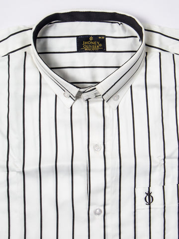 Gentleman's White Blue Vertical Stripe Dress Shirt