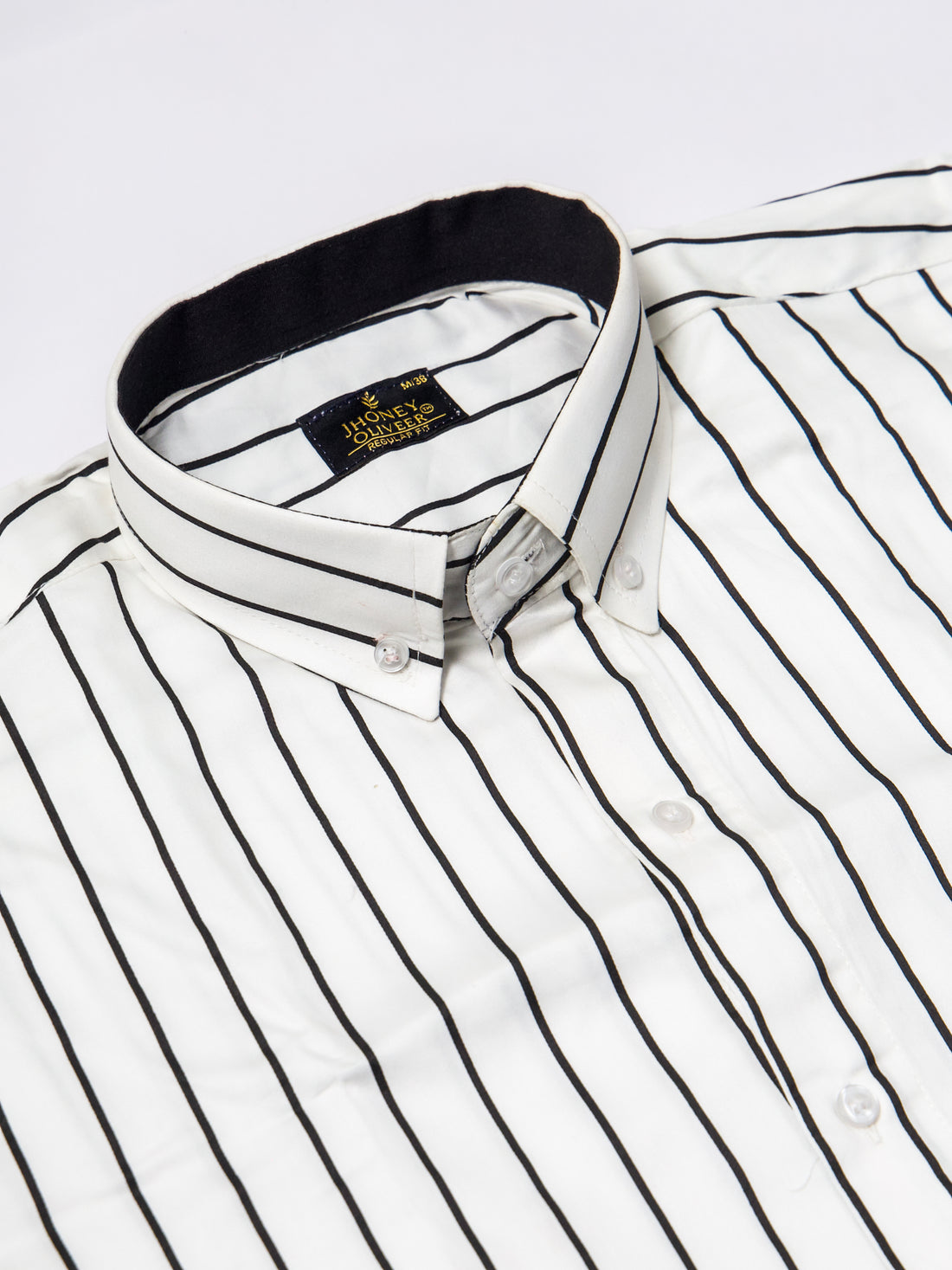 Classic White & Black Vertical Striped Premium Cotton Formal Shirt