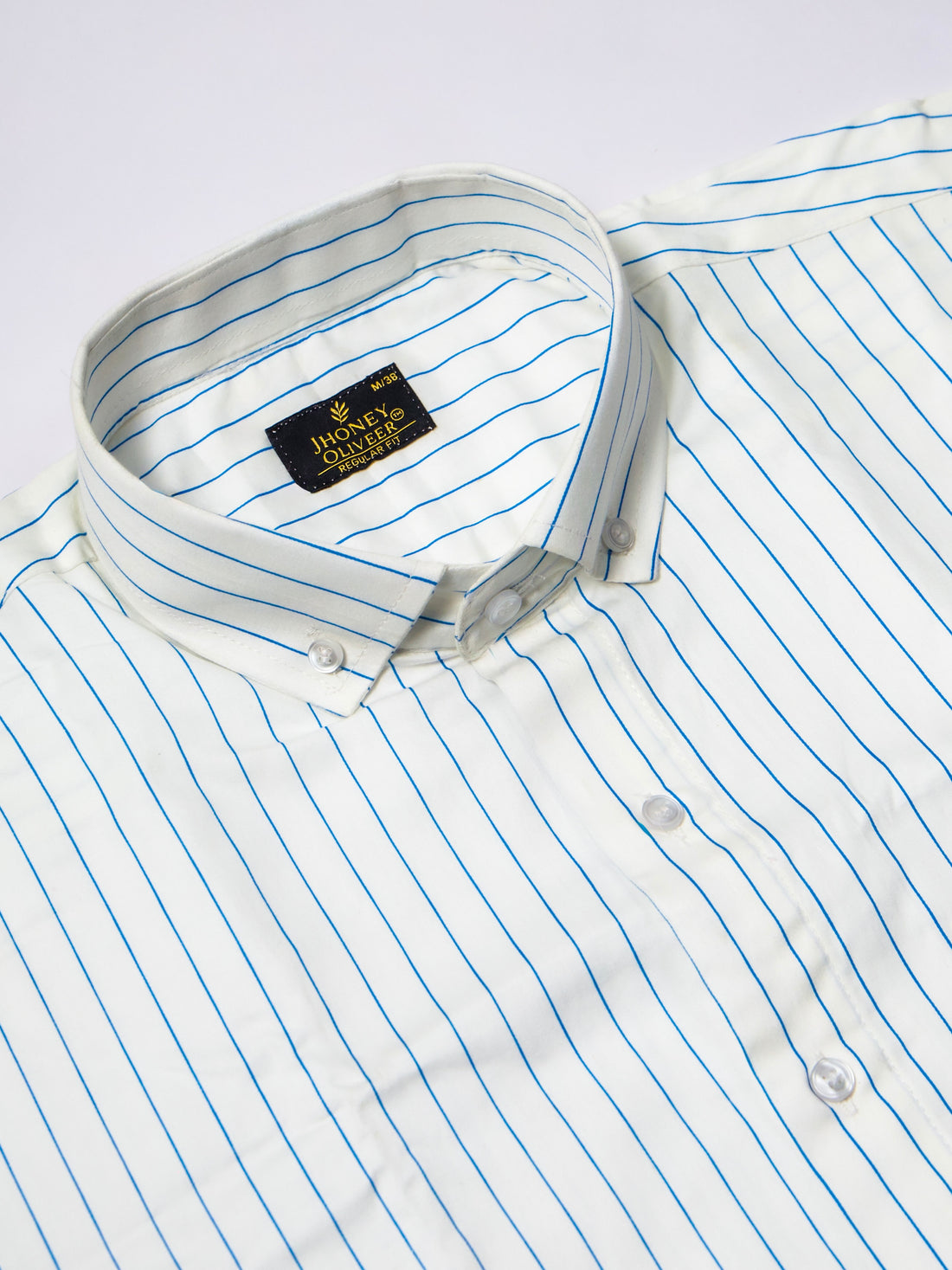 Sophisticated White & Sky Blue Cotton Stripe Shirt