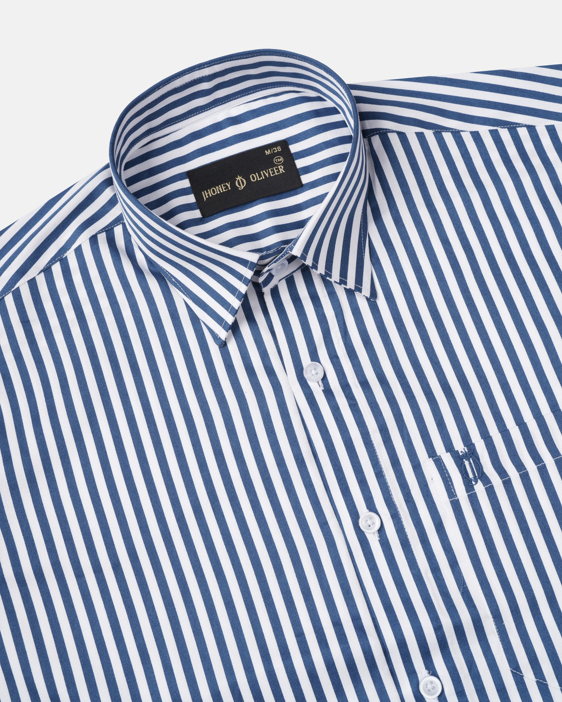 Navy Blue & White Vertical Striped Premium Shirt for Men