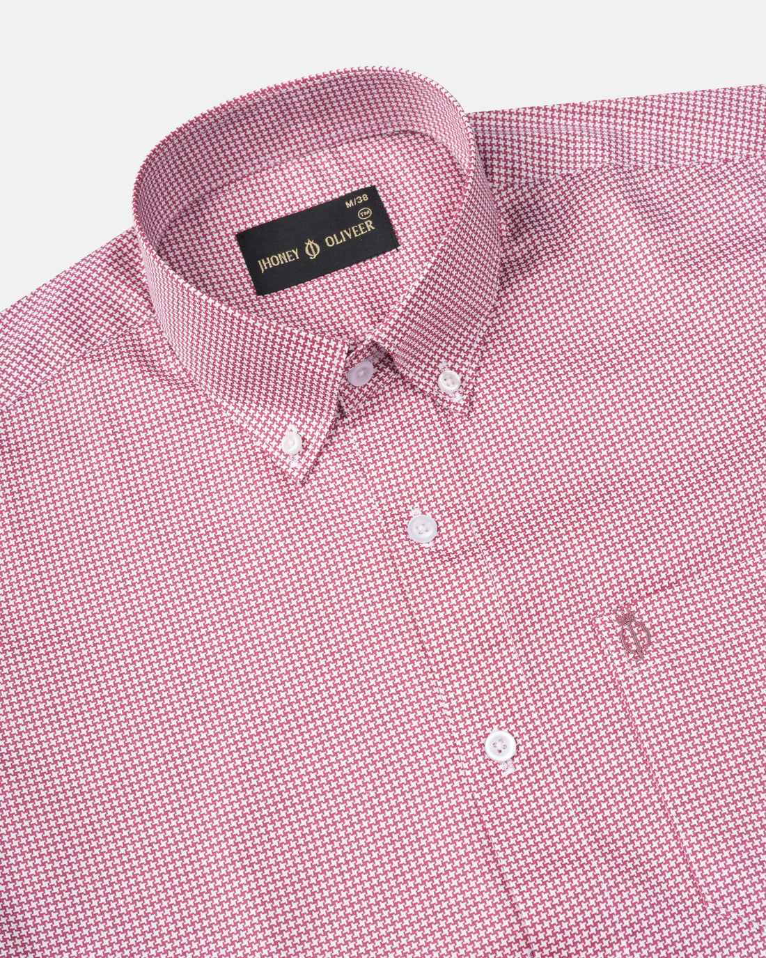 Burgundy & White Houndstooth Premium Shirt for Men