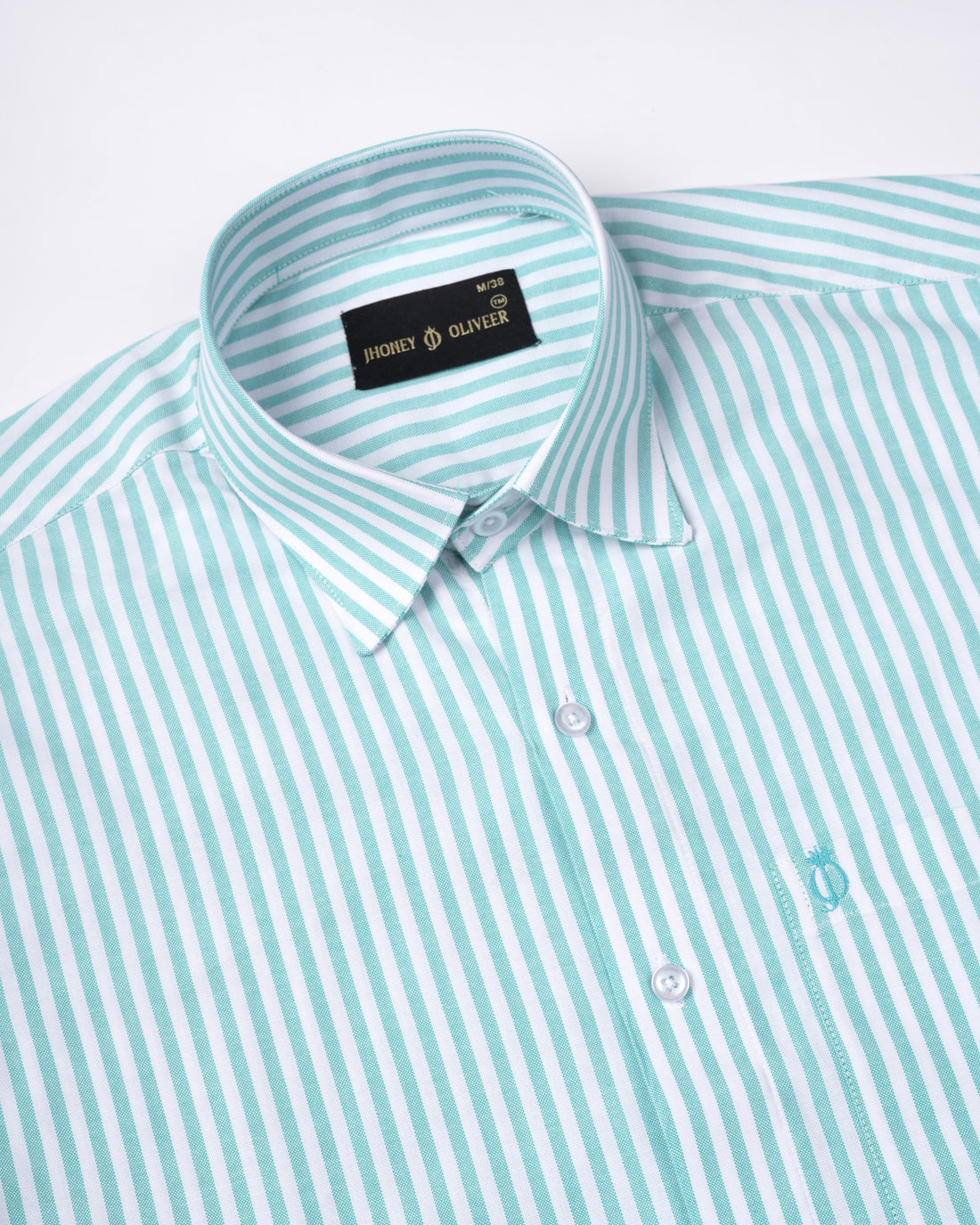 Mint Green & White Striped Premium Shirt for Men