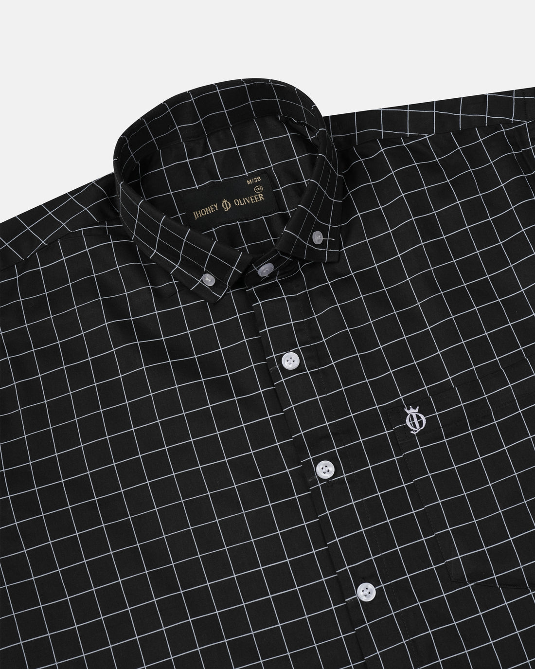 Noir Grid Shirt – Black Windowpane Check Full Sleeve Men's Shirt