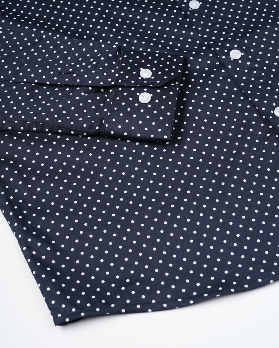 Midnight Dot Shirt – Men's Navy Blue Polka Dot Full Sleeve Shirt