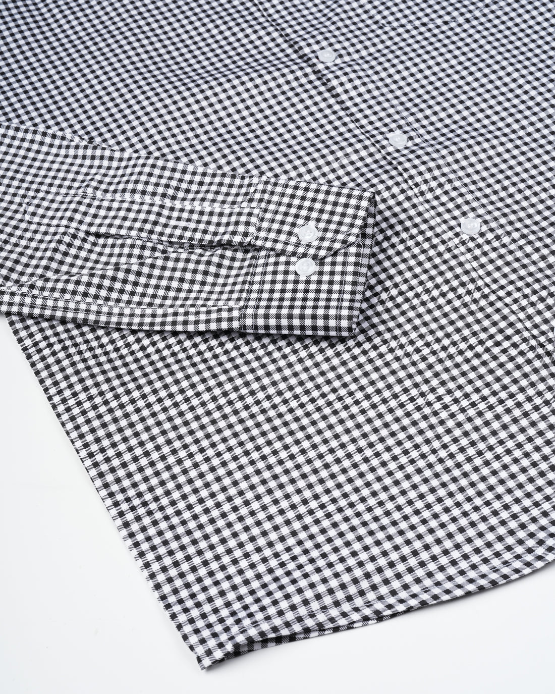 Monochrome Mini Check Shirt – Men's Black & White Micro Check Full Sleeve Shirt