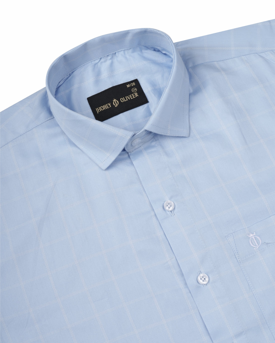 Ice Blue Windowpane Shirt – Men's Light Blue Full Sleeve Check Shirt