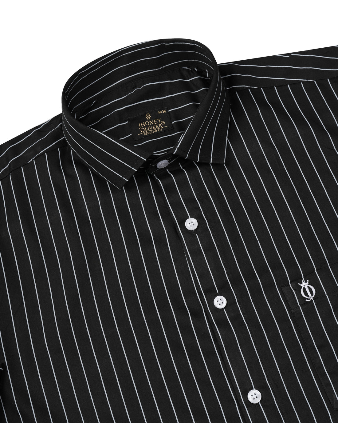 Black & White Pinstripe Shirt – Men's Full Sleeve Regular Fit Formal Casual Shirt