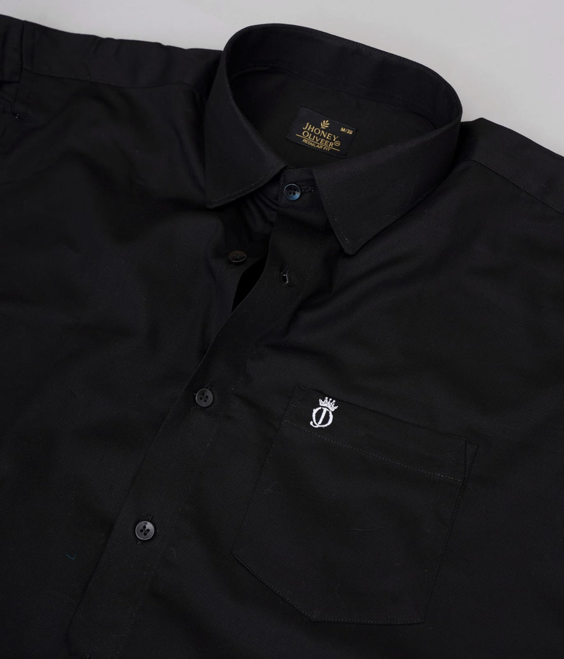 Classic Black Formal Shirt – Premium Regular Fit Textured Office Wear Shirt